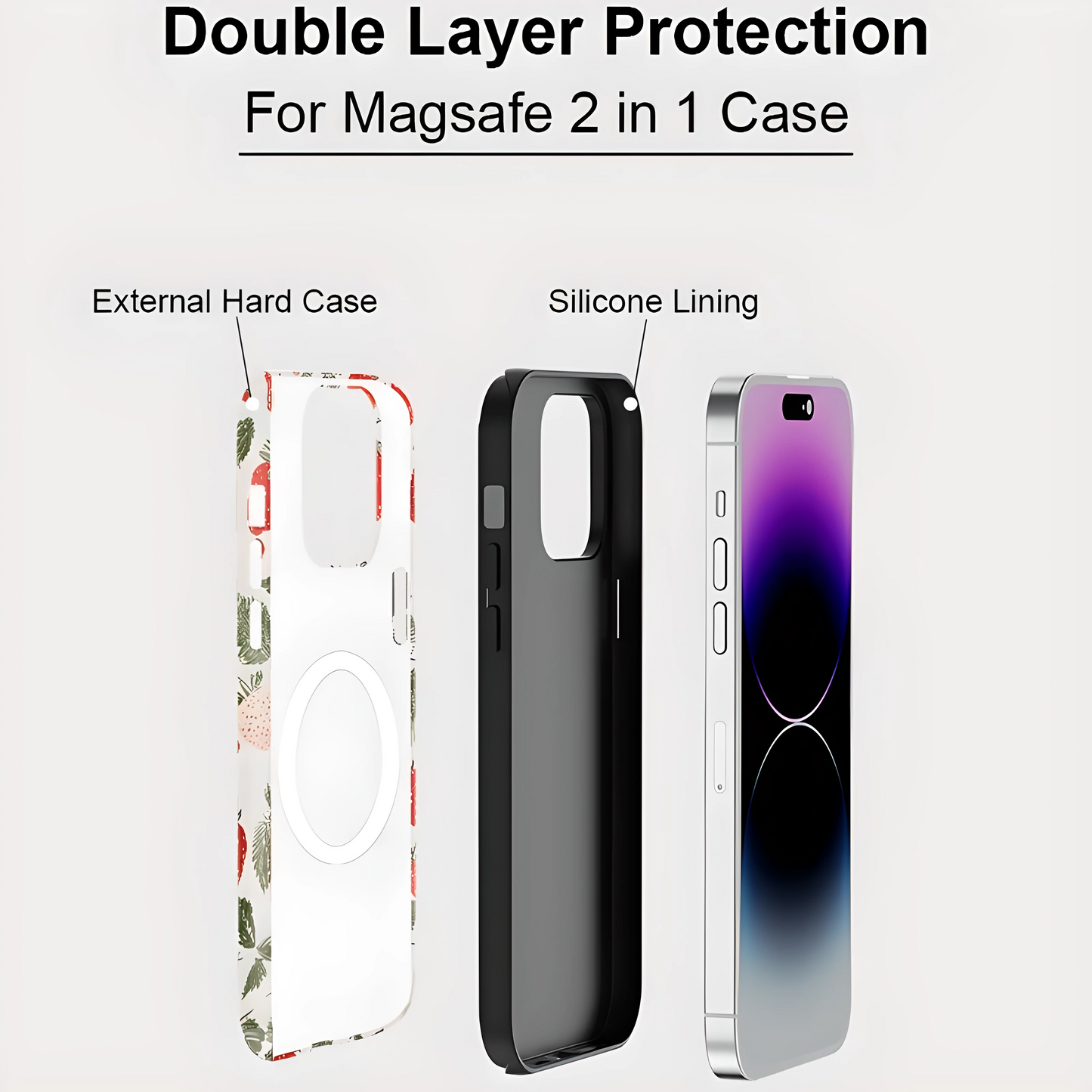 Strawberry MagSafe Shockproof iPhone Case for iPhone 11–16 Pro Max