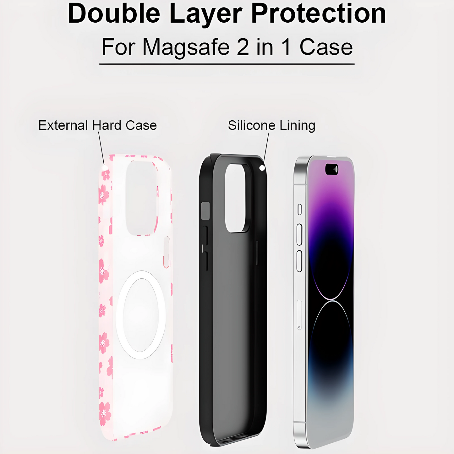 Pink Flower MagSafe Shockproof iPhone Case for iPhone 11–16 Pro Max
