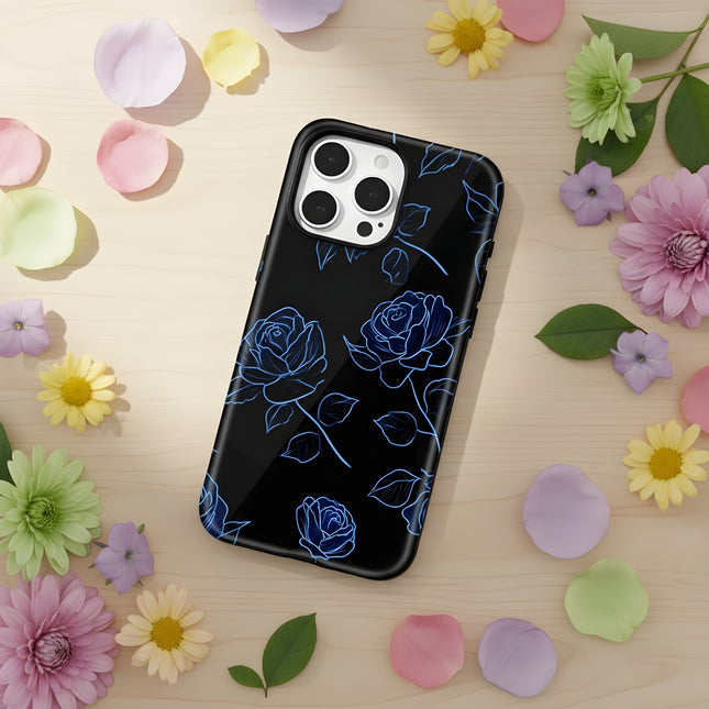Blue Flower Pattern MagSafe Shockproof iPhone Case for iPhone 11–16 Pro Max