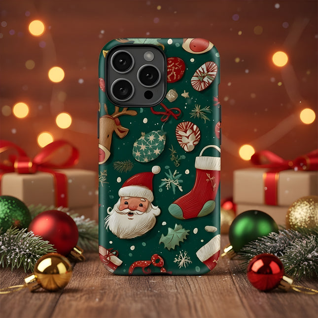 Christmas Pattern Shockproof Acrylic Case for iPhone 11–16 Pro Max