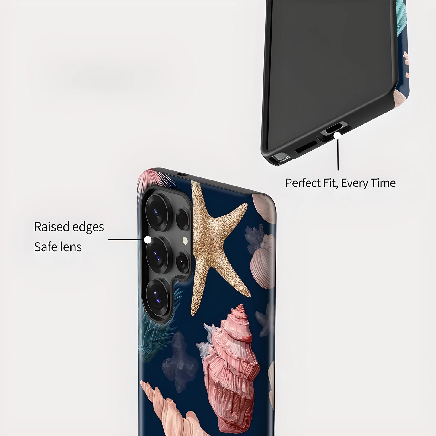 Ocean Starfish Conch Shell Silicone Shockproof Case for Samsung Galaxy S23–S25 Series