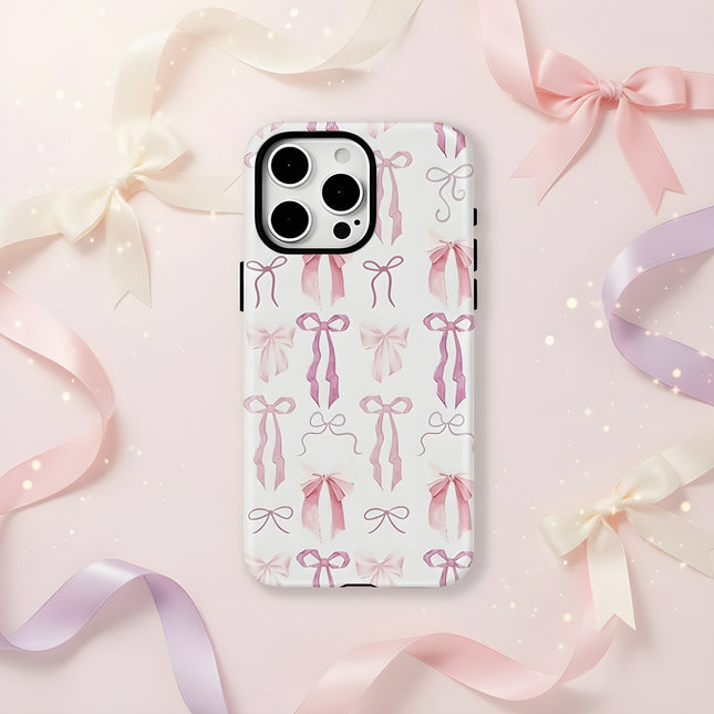 Elegant Pink Bow Knot MagSafe Shockproof iPhone Case for iPhone 11–16 Pro Max Plus