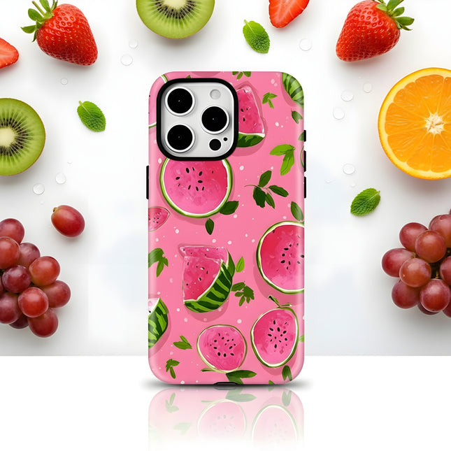 Double-Layer Watermelon Pattern MagSafe Shockproof iPhone Case for iPhone 11–16 Pro Max