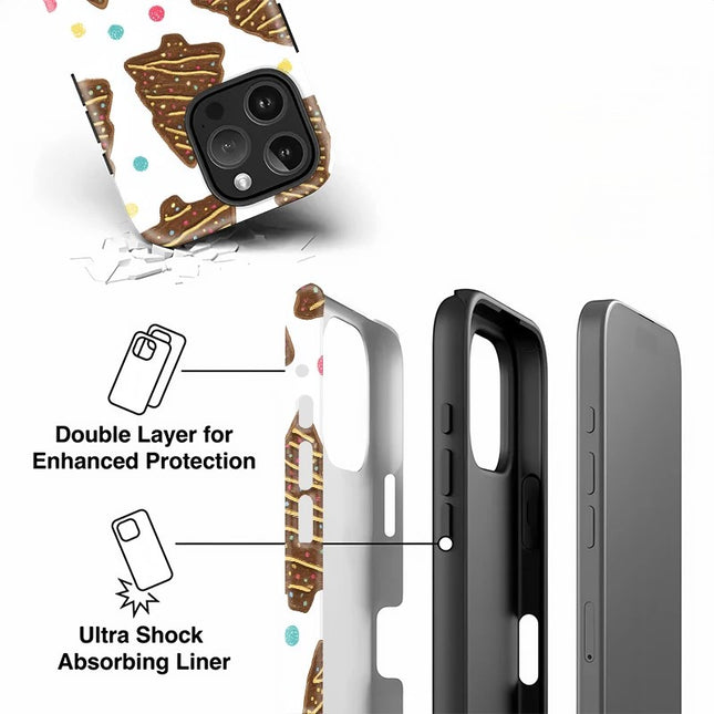 Cartoon Tree Print Shockproof Matte Case for iPhone 11–16 Pro Max