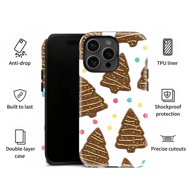 Cartoon Tree Print Shockproof Matte Case for iPhone 11–16 Pro Max