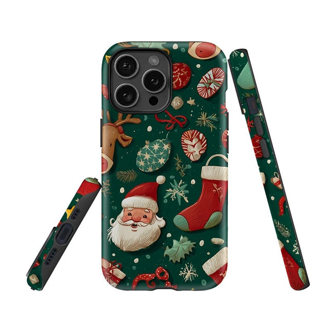 Christmas Pattern Shockproof Acrylic Case for iPhone 11–16 Pro Max