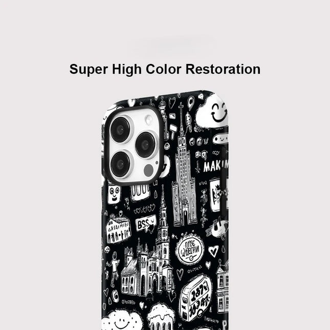 Cartoon Painting Pattern MagSafe Shockproof iPhone Case for iPhone 11–16 Pro Max