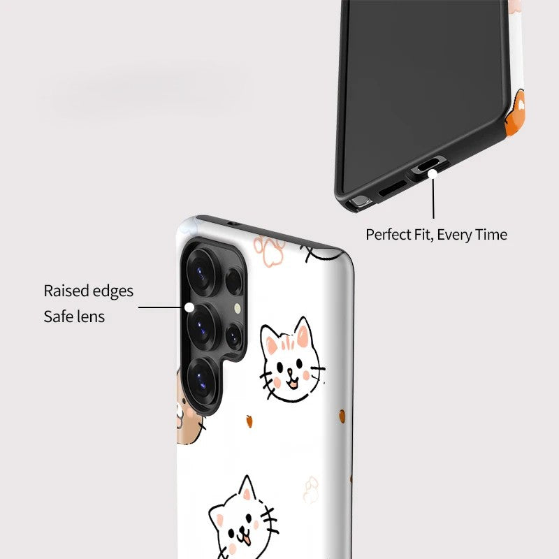 Cute Cat Shockproof Acrylic Phone Case for Samsung Galaxy S23–S25