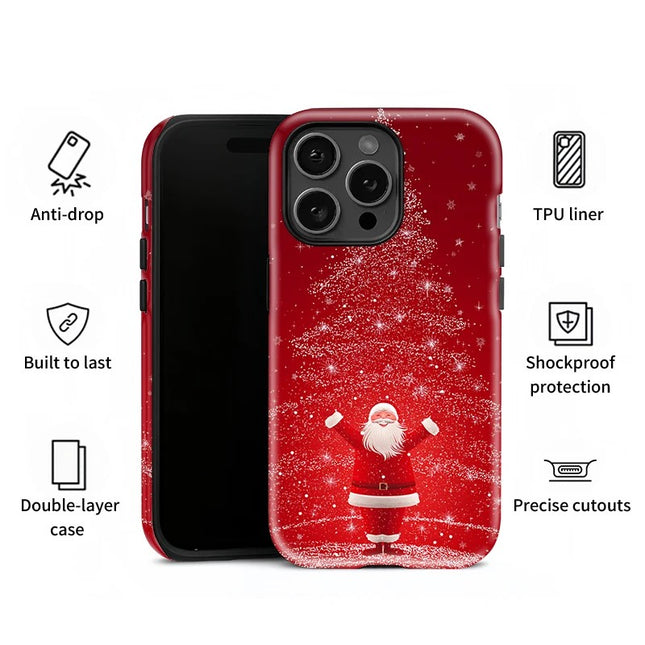 Santa Claus Pattern Acrylic Dual-Layer Case for iPhone 11–16 Pro Max