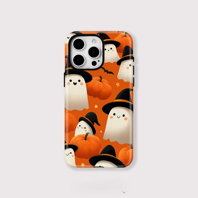 Halloween Pumpkin Ghost MagSafe Wireless Charge Case for iPhone 11–16 Pro Max