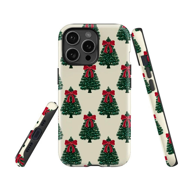 Christmas Tree Bow Knot Print Case for iPhone 11–16 Pro Max