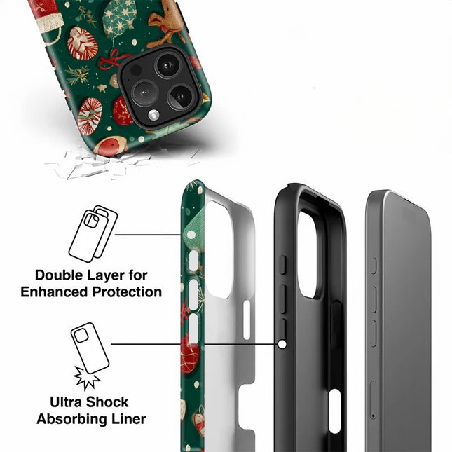 Christmas Pattern Shockproof Acrylic Case for iPhone 11–16 Pro Max