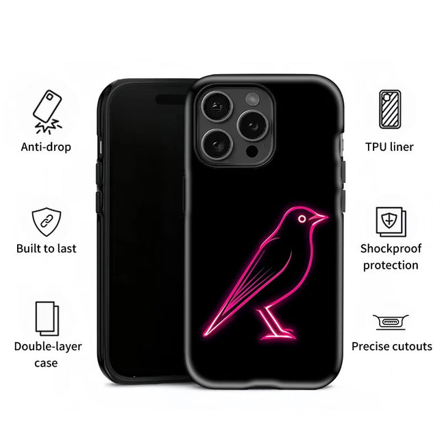 Cute Bird Pattern Acrylic Dual-Layer Case for iPhone 11–16 Pro Max
