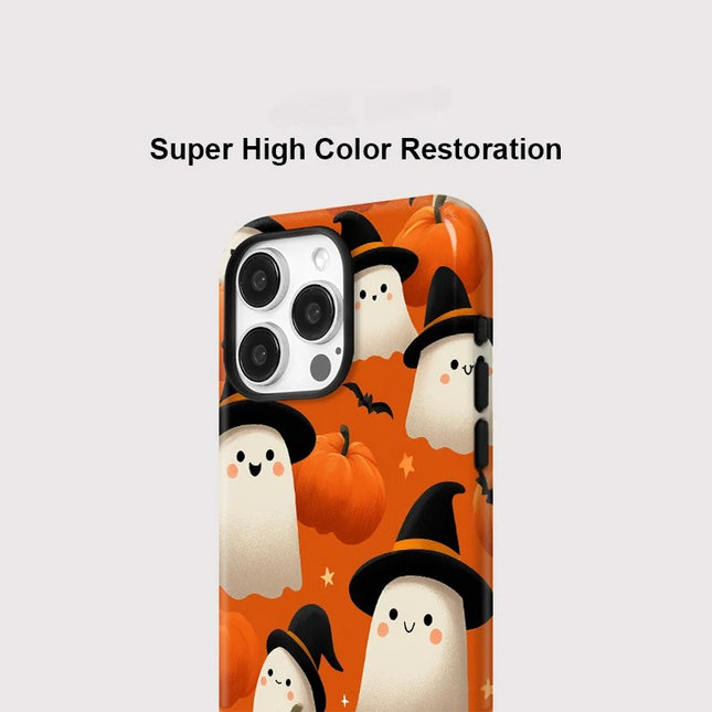 Halloween Pumpkin Ghost MagSafe Wireless Charge Case for iPhone 11–16 Pro Max
