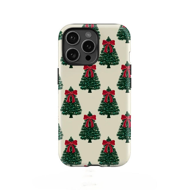 Christmas Tree Bow Knot Print Case for iPhone 11–16 Pro Max