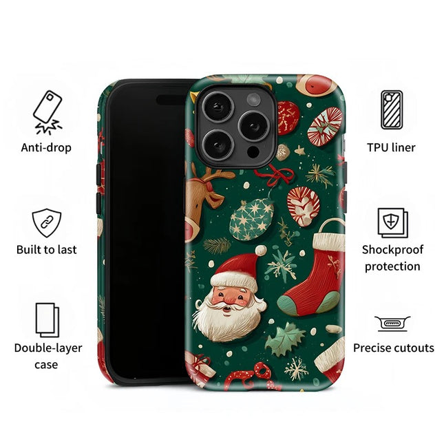Christmas Pattern Shockproof Acrylic Case for iPhone 11–16 Pro Max