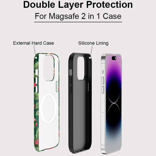 Christmas Bell Print Double-Layer MagSafe Magnetic Case for iPhone 11–16 Pro Max