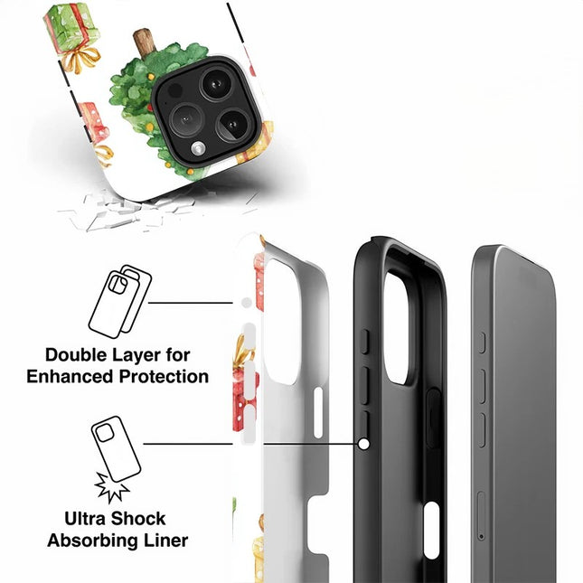Christmas Tree Gifts Shockproof Soft Double-Layer Case for iPhone 11–16 Pro Max