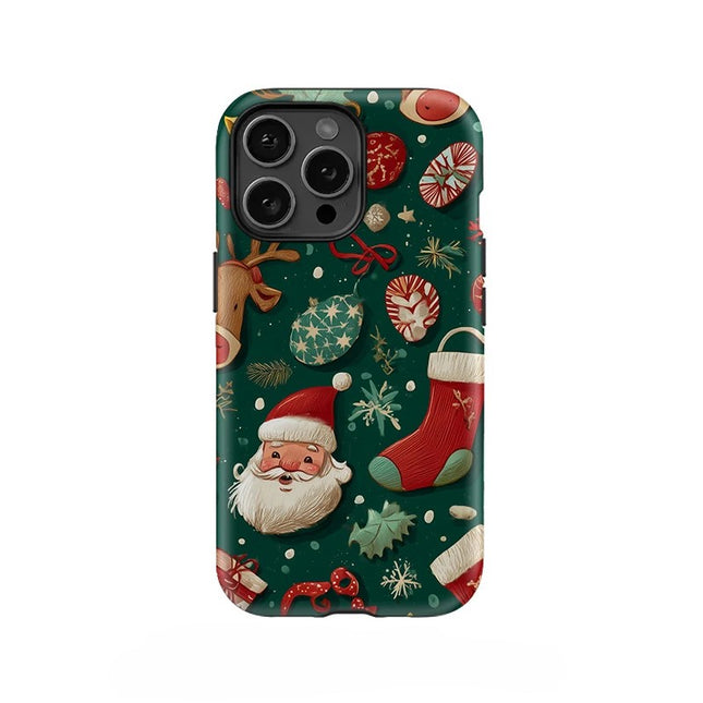 Christmas Pattern Shockproof Acrylic Case for iPhone 11–16 Pro Max