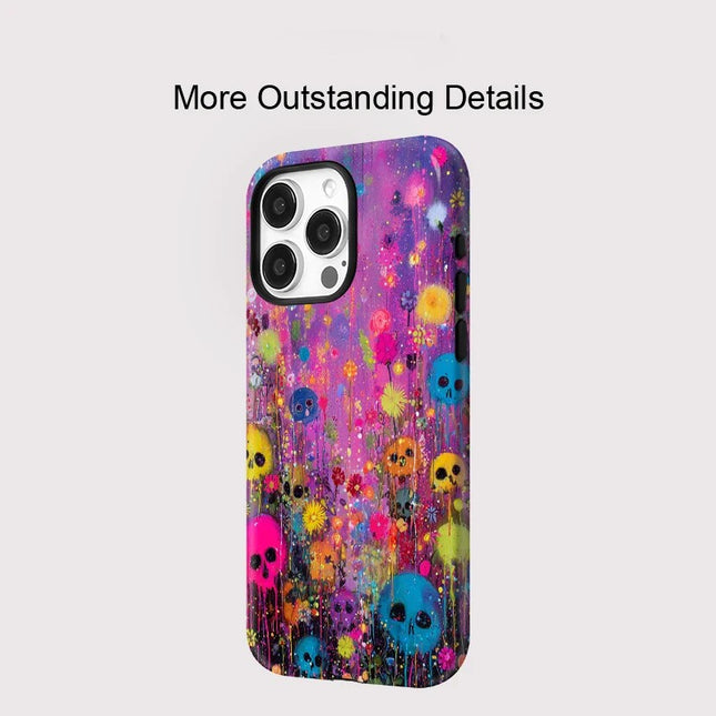 Colorful Flower Skull MagSafe Shockproof Case for iPhone 11–16 Pro Max