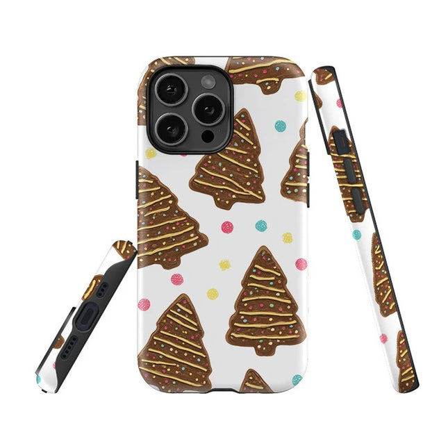 Cartoon Tree Print Shockproof Matte Case for iPhone 11–16 Pro Max
