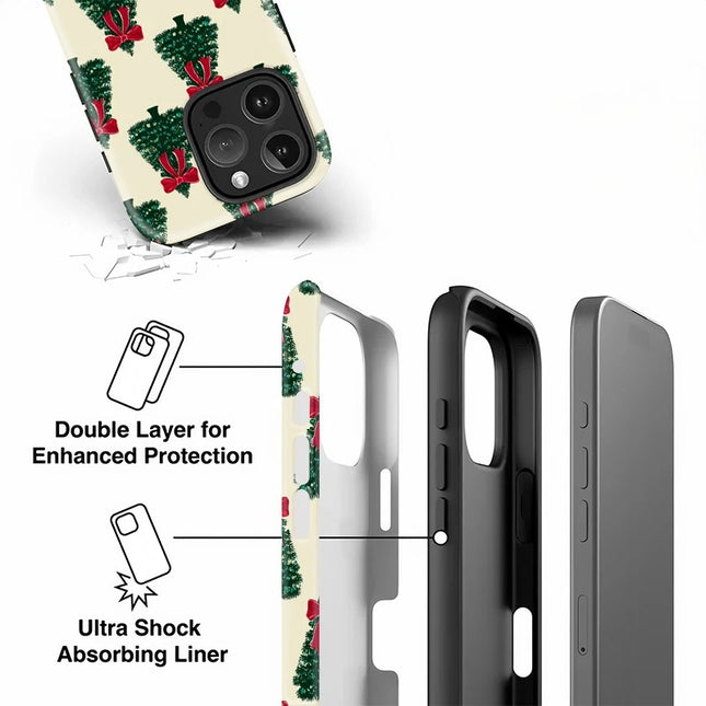 Christmas Tree Bow Knot Print Case for iPhone 11–16 Pro Max