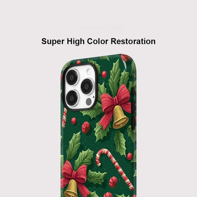 Christmas Bell Print Double-Layer MagSafe Magnetic Case for iPhone 11–16 Pro Max
