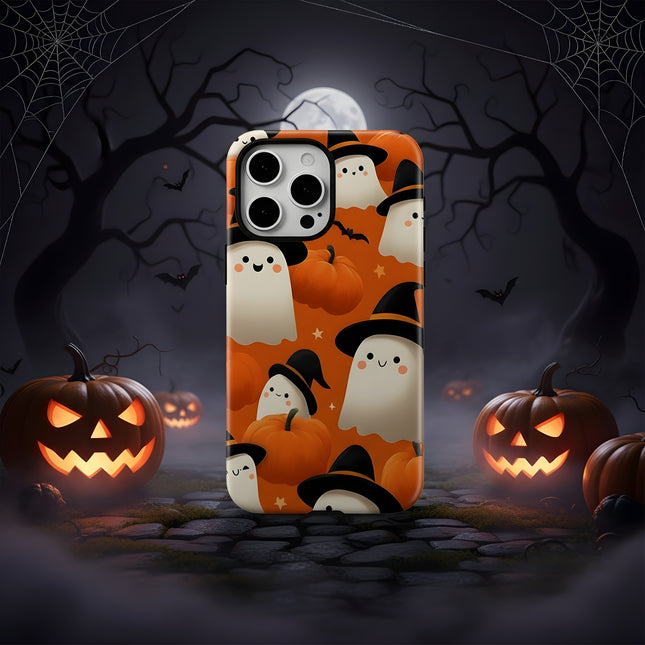 Halloween Pumpkin Ghost MagSafe Wireless Charge Case for iPhone 11–16 Pro Max