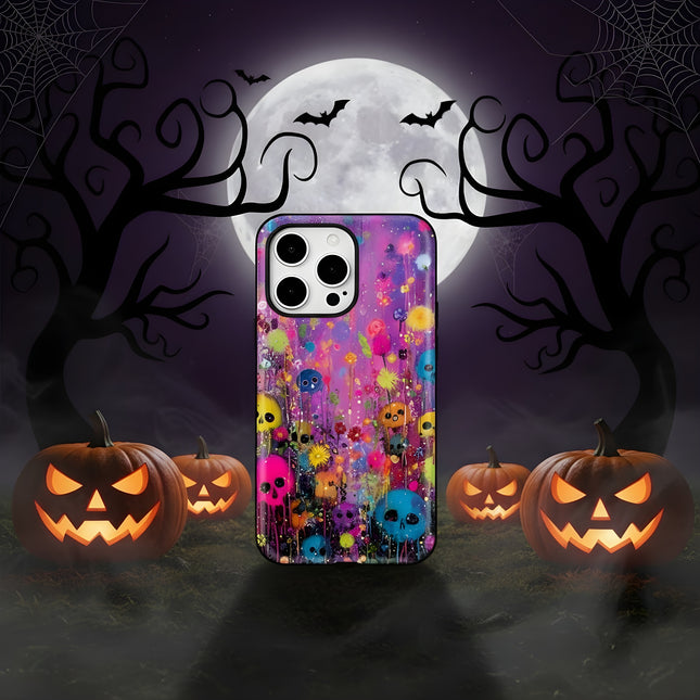 Colorful Flower Skull MagSafe Shockproof Case for iPhone 11–16 Pro Max