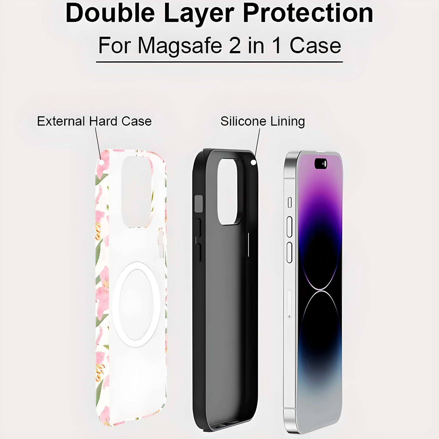 Flower Pattern MagSafe Shockproof iPhone Case for iPhone 11–16 Pro Max