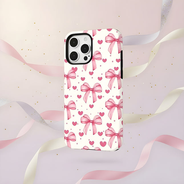 Cute Bow Knot Love Heart MagSafe Shockproof iPhone Case for iPhone 11–16 Pro Max Plus