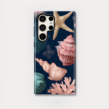 Ocean Starfish Conch Shell Silicone Shockproof Case for Samsung Galaxy S23–S25 Series