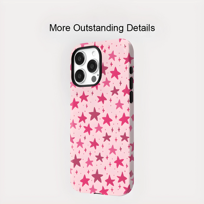 Pink Stars Pattern MagSafe Shockproof iPhone Case for iPhone 11–16 Pro Max