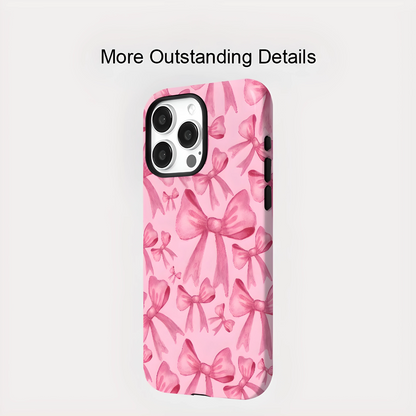 Lovely Pink Bow MagSafe Shockproof iPhone Case for iPhone 11–16 Pro Max