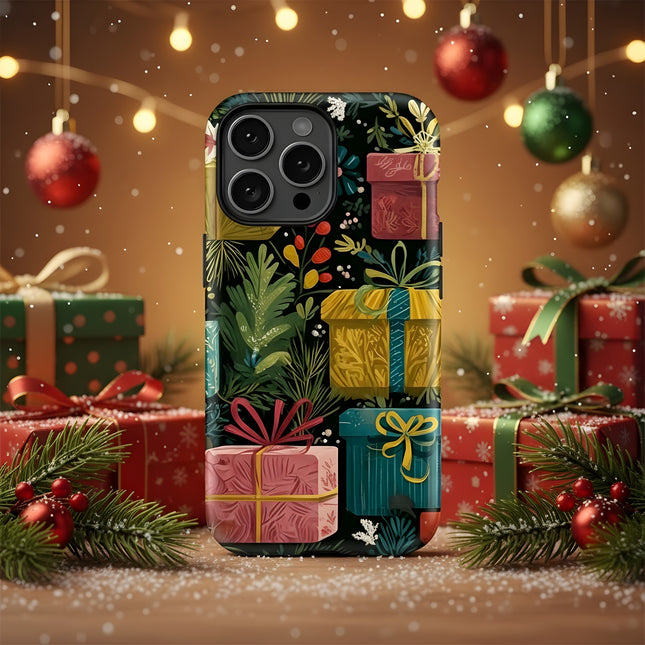 Gift Box Pattern Soft Matte Acrylic Dual-Layer Case for iPhone 11–16 Pro Max