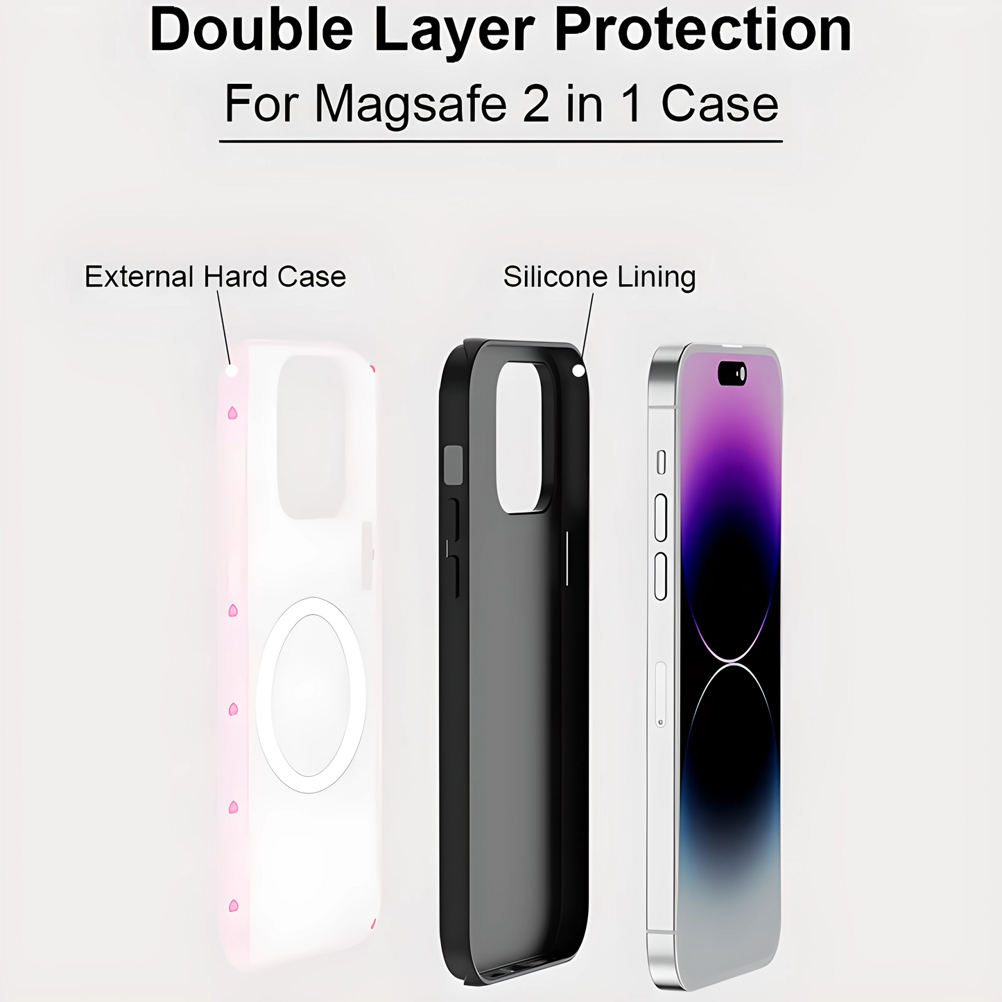 Love Heart Pattern MagSafe Shockproof iPhone Case for iPhone 11–16 Pro Max