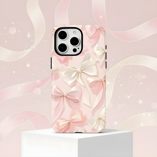 Pink Bow Tie MagSafe Shockproof iPhone Case for iPhone 11–16 Pro Max