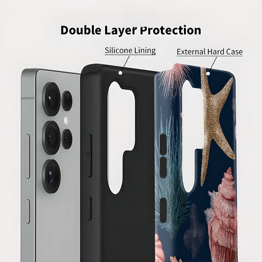 Ocean Starfish Conch Shell Silicone Shockproof Case for Samsung Galaxy S23–S25 Series