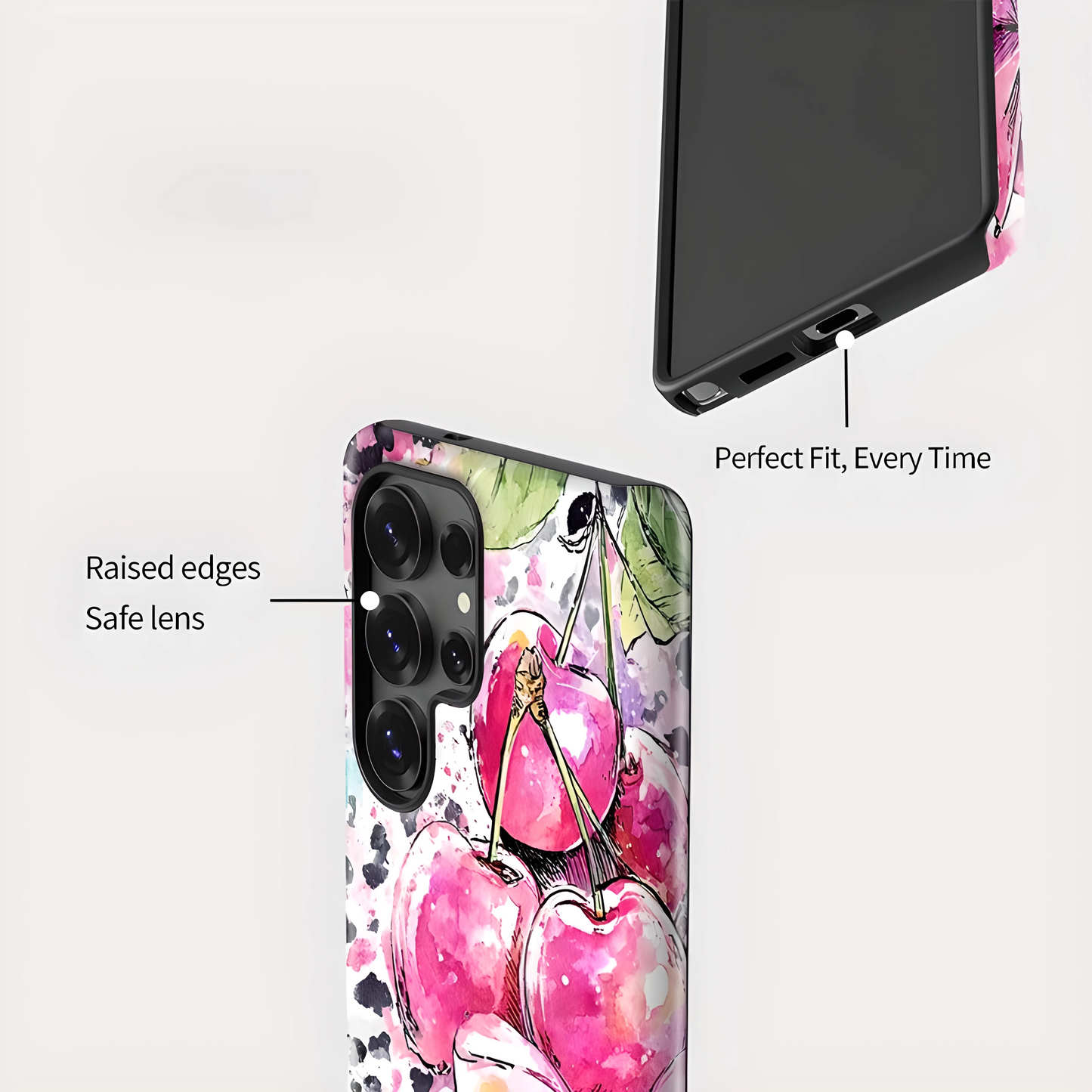 Cherry Pattern Soft Silicone Shockproof Case for Samsung Galaxy S23–S25 Series