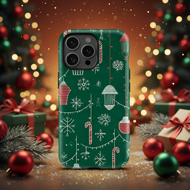 Christmas Print Double-Layer PC Case for iPhone 11–16 Pro Max
