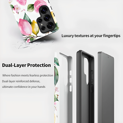 Bloom & Harvest Floral Fruit Soft Silicone Shockproof Case for Samsung Galaxy S23–S25 Series