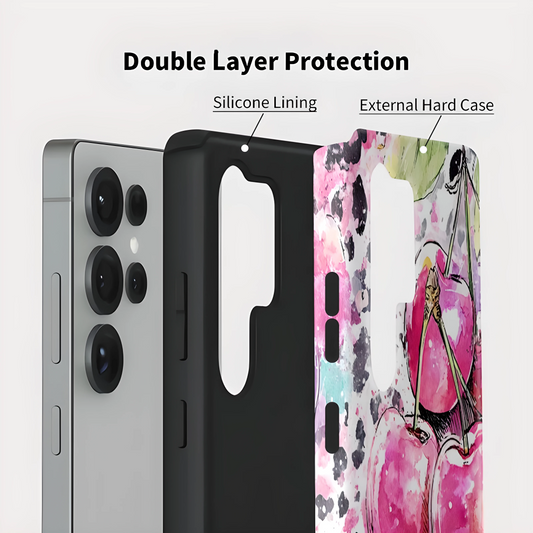Cherry Pattern Soft Silicone Shockproof Case for Samsung Galaxy S23–S25 Series