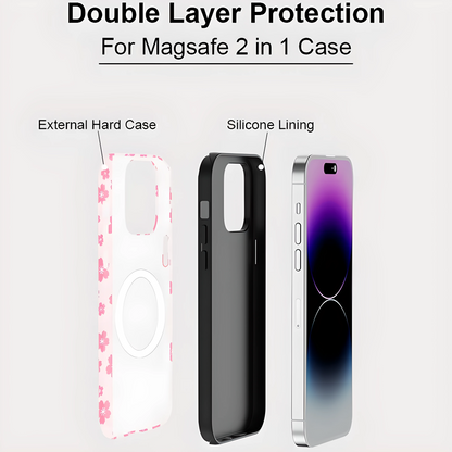 Pink Flower MagSafe Shockproof iPhone Case for iPhone 11–16 Pro Max