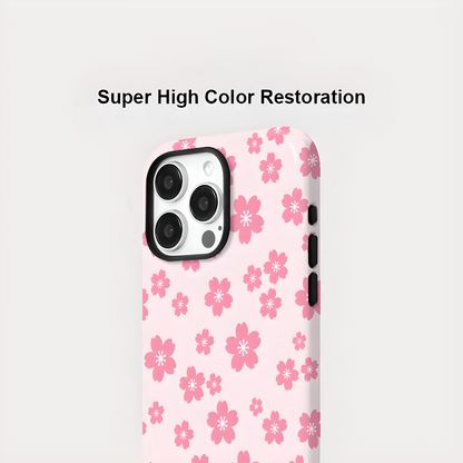 Pink Flower MagSafe Shockproof iPhone Case for iPhone 11–16 Pro Max