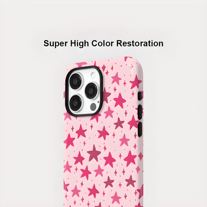Pink Stars Pattern MagSafe Shockproof iPhone Case for iPhone 11–16 Pro Max