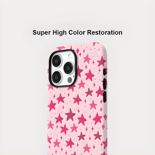 Pink Stars Pattern MagSafe Shockproof iPhone Case for iPhone 11–16 Pro Max