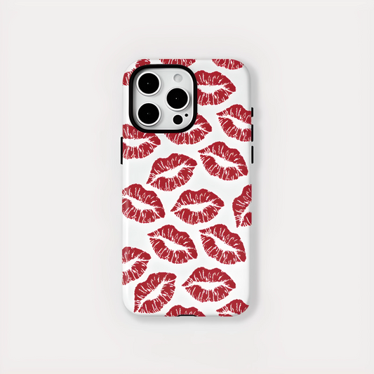 Red Kiss Pattern MagSafe Shockproof iPhone Case for iPhone 11–16 Pro Max