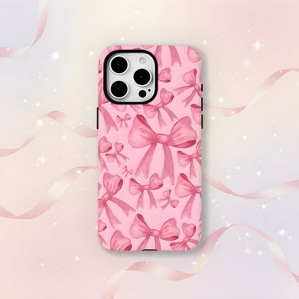Lovely Pink Bow MagSafe Shockproof iPhone Case for iPhone 11–16 Pro Max