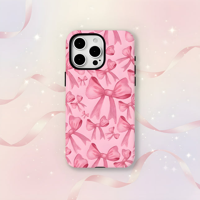 Lovely Pink Bow MagSafe Shockproof iPhone Case for iPhone 11–16 Pro Max