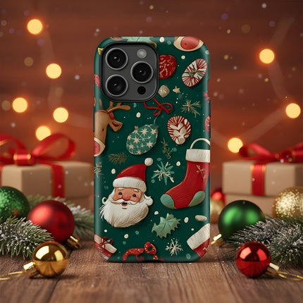 Christmas Pattern Shockproof Acrylic Case for iPhone 11–16 Pro Max